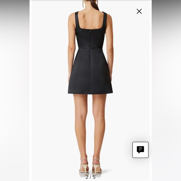 new Elliatt Amelie Square Neck Duchesse Satin Cocktail Minidress in black - Picture 3 of 8